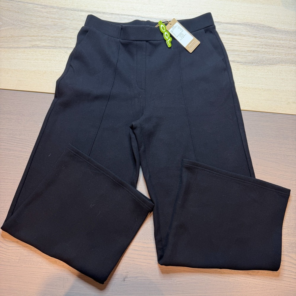 OGL Women Pants Large High-Waisted Wide Leg Fleece Pockets Elastic Waist Warm